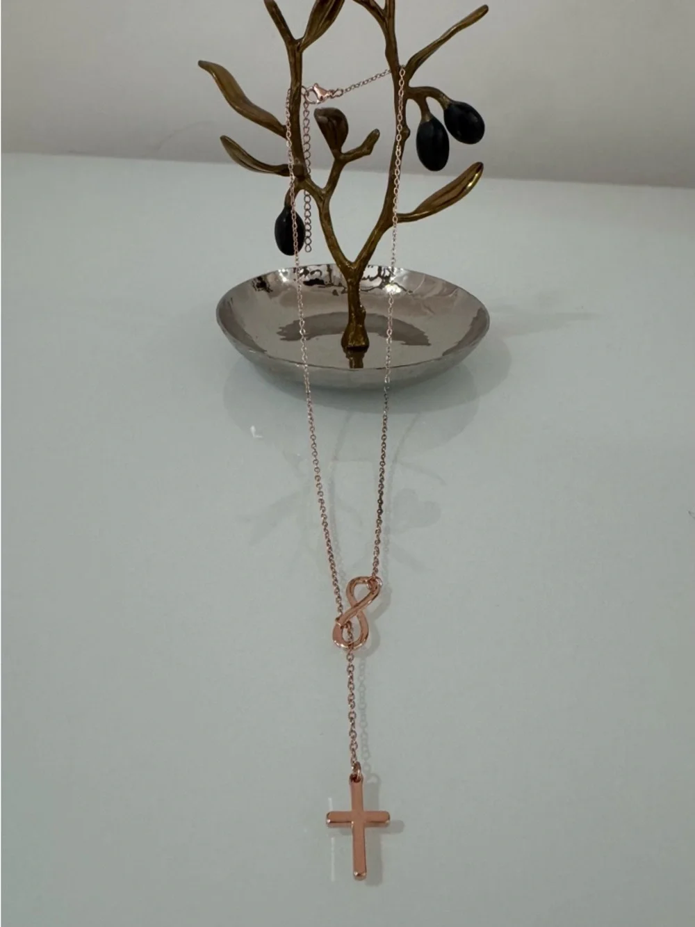Mint&Lily Infinity & Cross Pendant Necklace in Rose Gold
